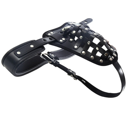 Men's Leather Chastity Belt with Timer Lock Bondage Gear