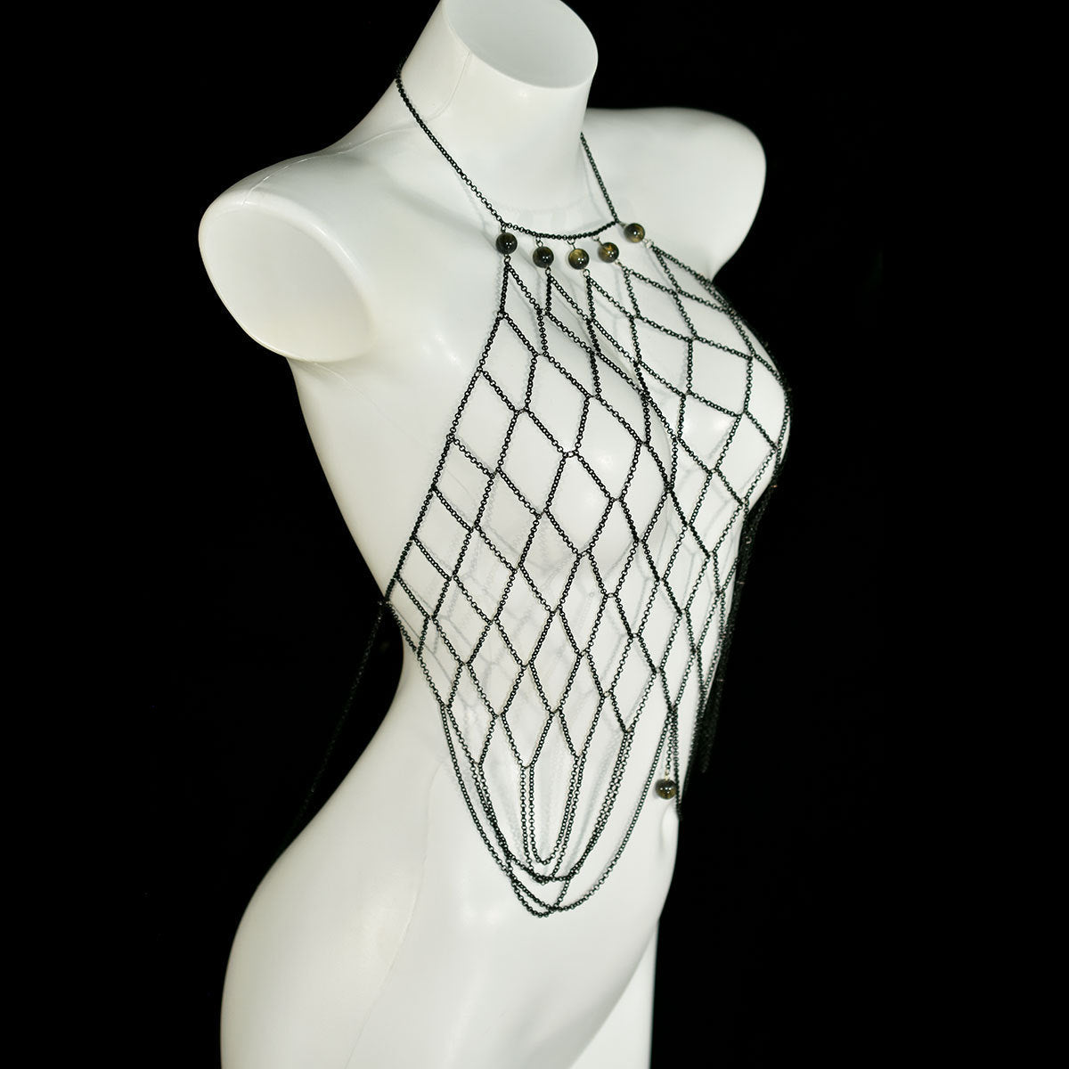 Beaded Diamond Mesh Body Chain Festival Party Bra Chain Accessory