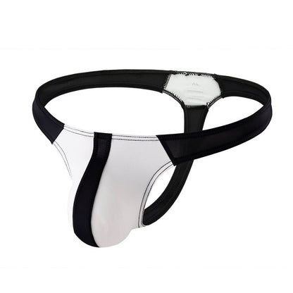 Men's Patchwork Thong U Pouch Low Rise Bikini Briefs