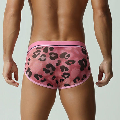 Men's Leopard Print Briefs Waistband Contour Pouch Soft Stretch Underwear