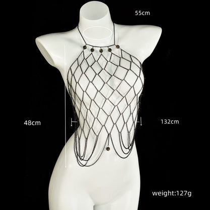 Beaded Diamond Mesh Body Chain Festival Party Bra Chain Accessory