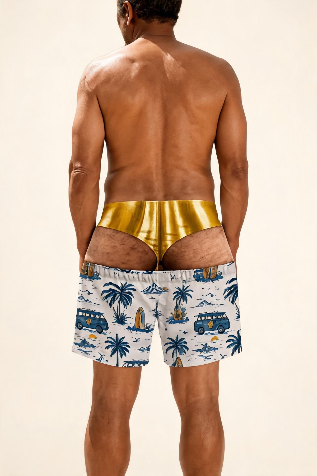 Men's Breathable Beach Shorts 3D Fun Print Quick Dry Swim Trunks