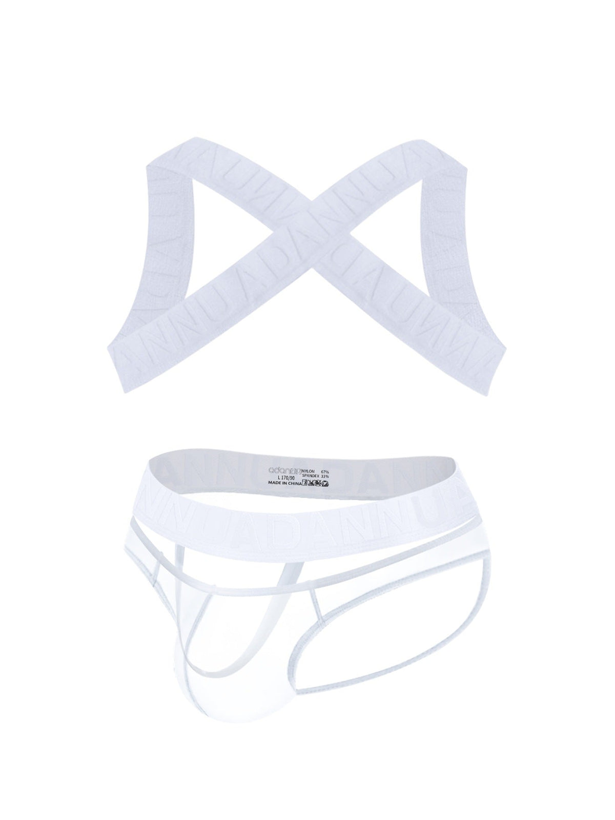 Harness Jockstrap Ribbed Mesh Cut Out Letter Waistband Gym Thong Underwear
