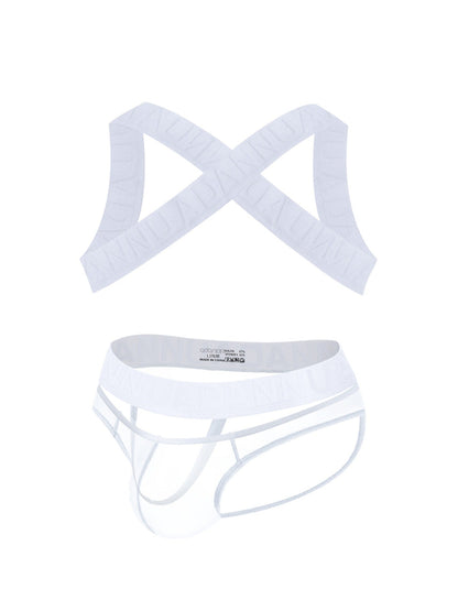 Harness Jockstrap Ribbed Mesh Cut Out Letter Waistband Gym Thong Underwear
