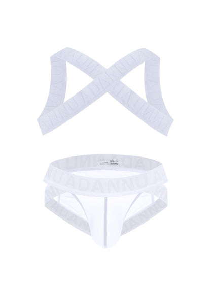 Harness Jockstrap Ribbed Mesh Cut Out Letter Waistband Gym Thong Underwear