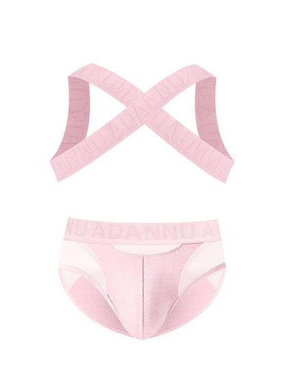 Harness Jockstrap Ribbed Mesh Cut Out Letter Waistband Gym Thong Underwear