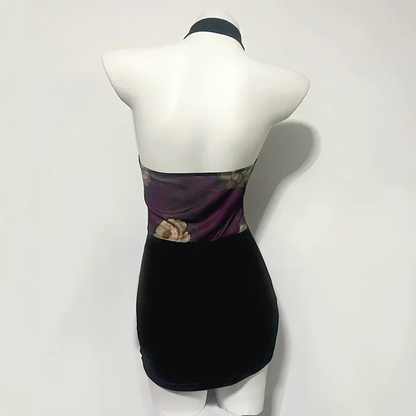 Chinese Style Printed See-through Slim Fit Backless Cheongsam